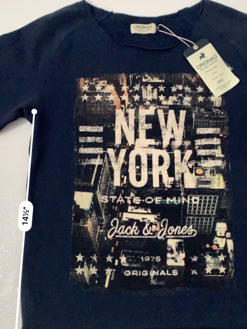 Jack & Jones Originals New York Graphic Long Sleeve Sweat Shirt – Navy – Women's